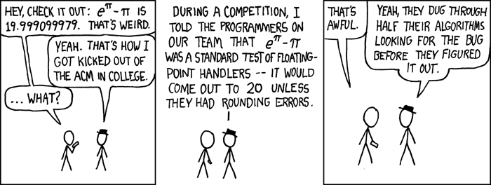 XKCD cartoon on floating-point arithmetic.